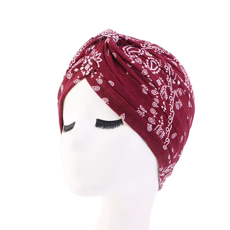New Women Soft Floral Print Cotton Women Turban Hats Fashion Banadans Cancer Headwrap Chemo Cap Head Wrap Hair Accessories