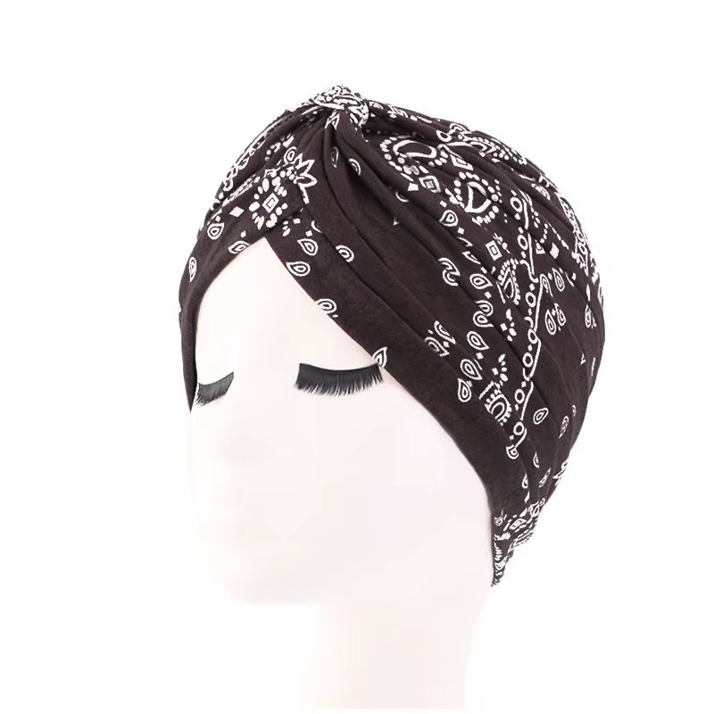 New Women Soft Floral Print Cotton Women Turban Hats Fashion Banadans Cancer Headwrap Chemo Cap Head Wrap Hair Accessories