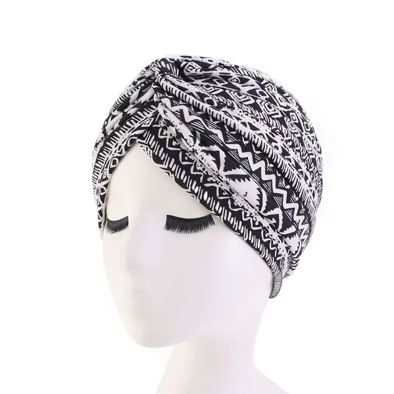 New Women Soft Floral Print Cotton Women Turban Hats Fashion Banadans Cancer Headwrap Chemo Cap Head Wrap Hair Accessories