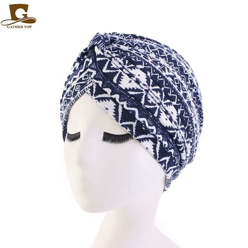 New Women Soft Floral Print Cotton Women Turban Hats Fashion Banadans Cancer Headwrap Chemo Cap Head Wrap Hair Accessories