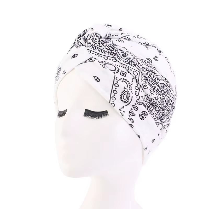 New Women Soft Floral Print Cotton Women Turban Hats Fashion Banadans Cancer Headwrap Chemo Cap Head Wrap Hair Accessories
